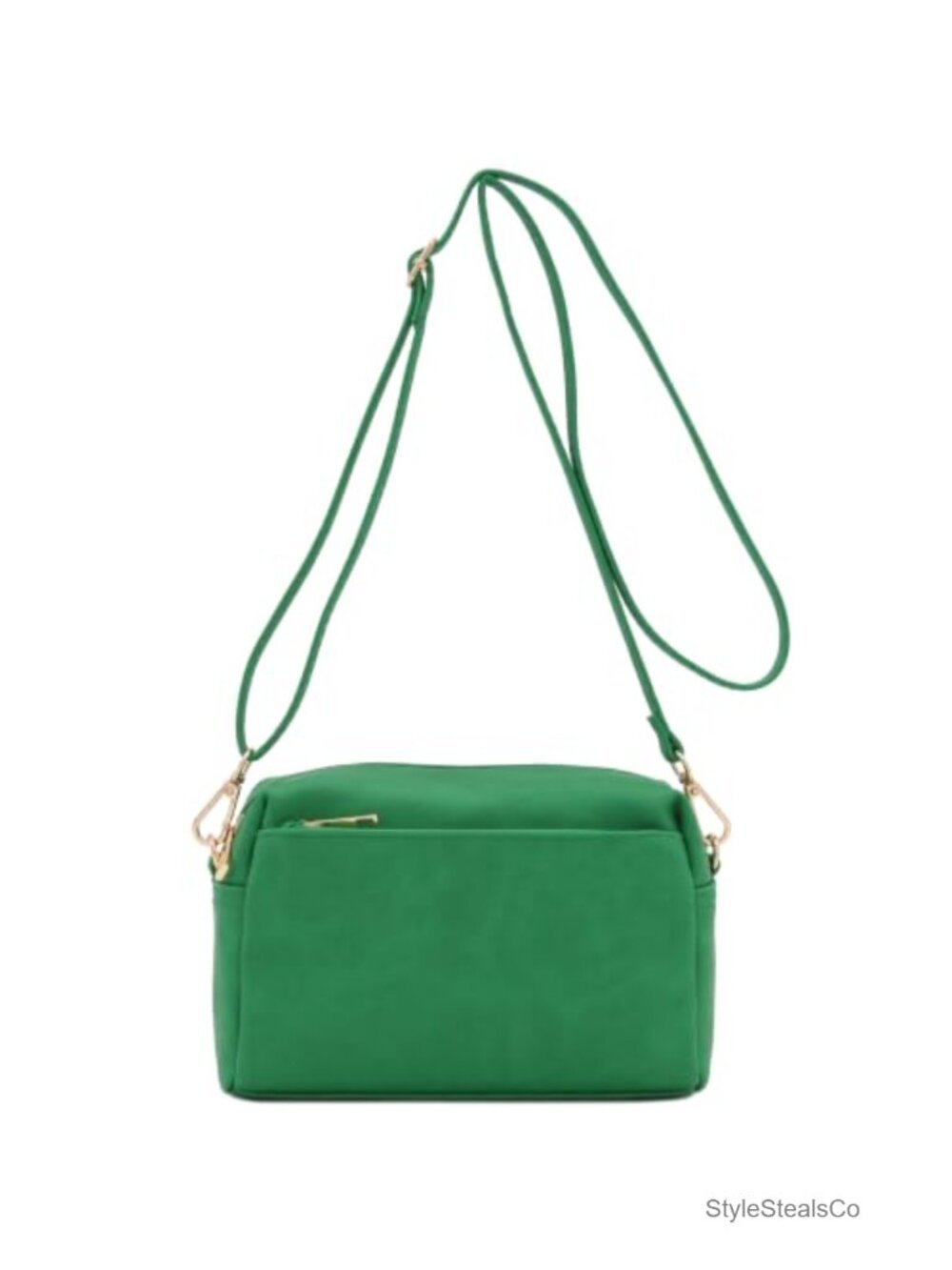 Faux Leather Triple Zip Small Crossbody Bag Adjustable Strap